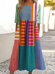 Vintage Geometric Pattern Dress