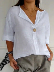 Casual Short Sleeve V-Neck Blouse