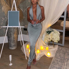 Halter Maxi Mesh Dress