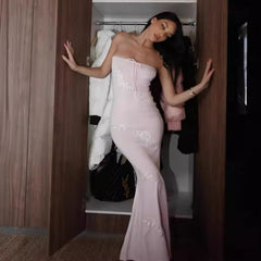 Rosalie Strapless Rose Embroidered Maxi Dress