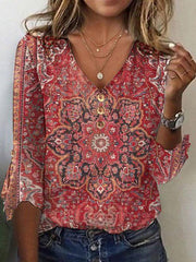 Boho Ruffle Vintage Blouse