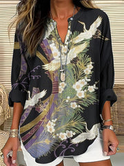 Elegant Flight Print Blouse