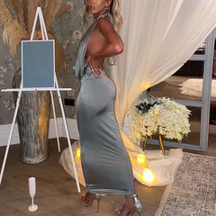 Halter Maxi Mesh Dress