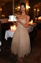 Marissa Midi Dress - Gold Sparkle