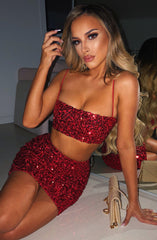 Mellissa Skirt - Red Sequin