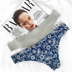 Sophie Seamless Thongs - Paisley Blue