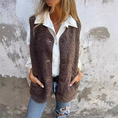 Warm Button-Up Cropped Vest