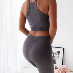 Ribbed Cropped Tank Top - Grey