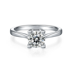 DEDEJILL H&W Letter S925 Silver Platinum-Plated Moissanite Women's Ring - 1ct D Grade