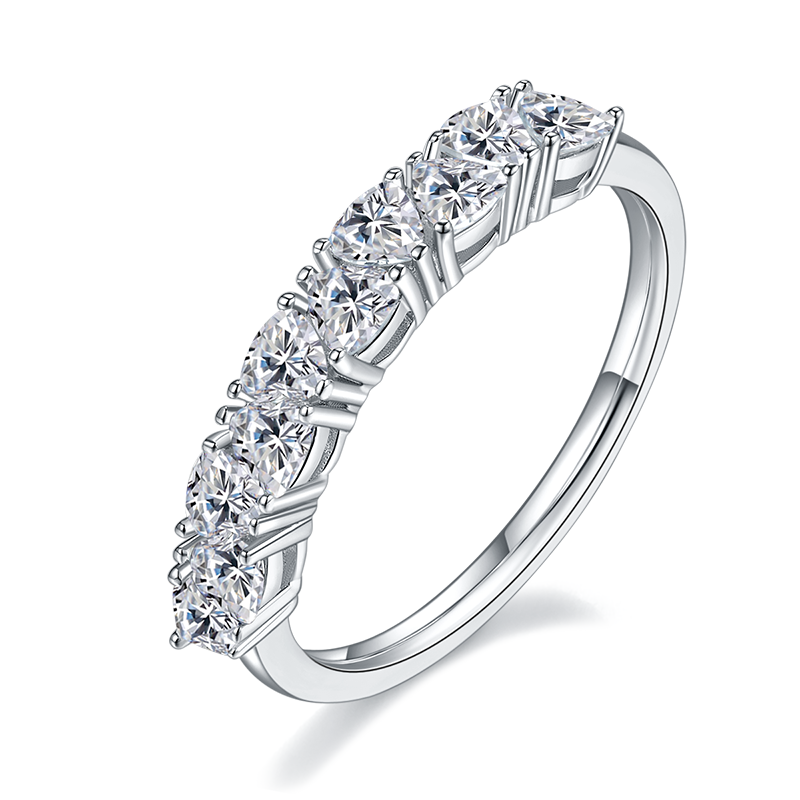 DEDEJILL Interlocking Triangle S925 Silver Platinum-Plated Moissanite Women's Ring - 1.0 ct