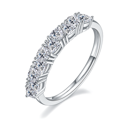 DEDEJILL Interlocking Triangle S925 Silver Platinum-Plated Moissanite Women's Ring - 1.0 ct