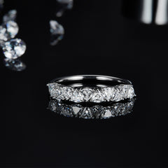 DEDEJILL Trilliant Sterling Silver Plated White Gold Moissanite Eternity Ring-1.0 ct D Grade