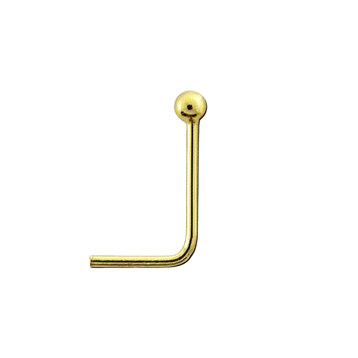 1.5mm Ball Top 925 Sterling Silver 18Kt Gold Plated L Shape Nose Ring Stud