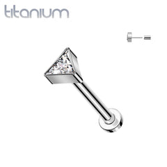 Implant Grade Titanium White CZ Triangle Threadless Push In Labret