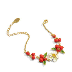18k Hawthorn Multiple Flowers Enamel Bracelet