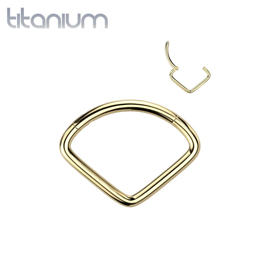 Implant Grade Titanium Gold PVD Wide V Shape Hinged Septum Clicker Hoop