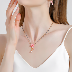 Pink Magnolia Tassel Necklace