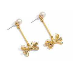 18K Pearl Airy Zirconia Enamel Earrings