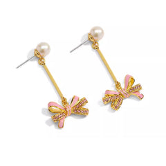18K Pearl Airy Zirconia Enamel Earrings