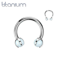 Implant Grade Titanium White Opal Internally Threaded Horseshoe
