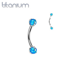 Implant Grade Titanium Blue Opal Internally Threaded Curved Barbell