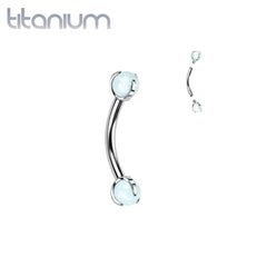 Implant Grade Titanium White Opal Internally Threaded Curved Barbell