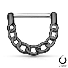 14ga 316L Surgical Steel Chain Linked Nipple Ring Clicker