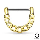 14ga 316L Surgical Steel Chain Linked Nipple Ring Clicker