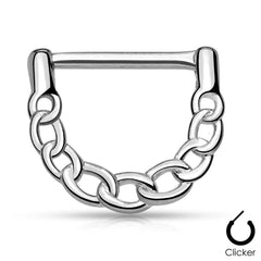 14ga 316L Surgical Steel Chain Linked Nipple Ring Clicker