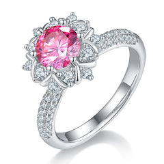 Phoenix Flower S925 Silver Plated White Gold Moissanite Ring-1ct D Grade