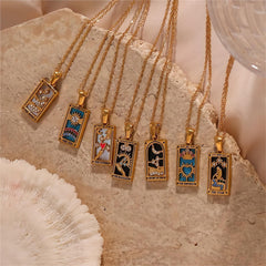 18K Gold Plated Stainless Steel Tarot Card Necklace