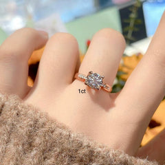 DEDEJILL Classic 4-Prong Hourglass Waist Pave Round Cut S925 Silver Platinum-Plated Moissanite Women's Ring