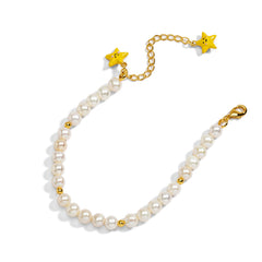 18K Lovely Wish Lucky Star Enameled Pearl Bracelet