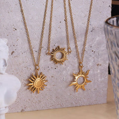 24K Gold Filled Stainless Steel Sun Necklace
