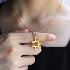 24K Gold Filled Stainless Steel Sun Necklace