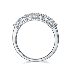 DEDEJILL Seven Stars S925 Silver Platinum-Plated Moissanite Ring - 0.7ct