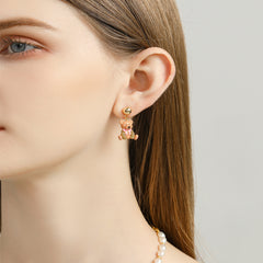 18K Bear Enamel Stud Earrings