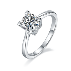 DEDEJILL H&W Letter S925 Silver Platinum-Plated Moissanite Women's Ring - 1ct D Grade