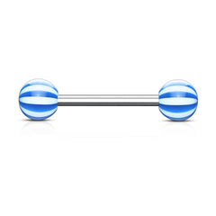 316L Surgical Steel Acrylic Blue Beach Ball Straight Barbell