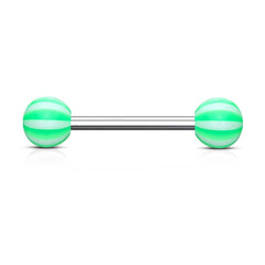 316L Surgical Steel Acrylic Green Beach Ball Straight Barbell