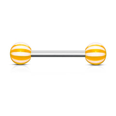 316L Surgical Steel Acrylic Orange Beach Ball Straight Barbell