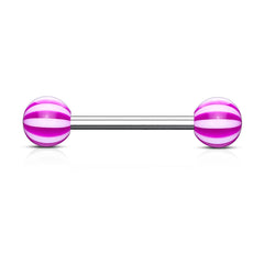 316L Surgical Steel Acrylic Purple Beach Ball Straight Barbell