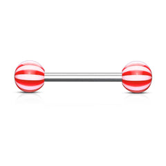 316L Surgical Steel Acrylic Red Beach Ball Straight Barbell