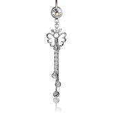 316L Surgical Steel Angel with Chain CZ Dangle Belly Ring