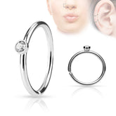316l Surgical Steel Annealed Multi Use Nose Hoop Ring with Gem