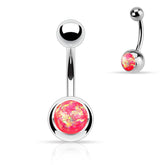 316L Surgical Steel Basic Opal Glitter Belly Button Ring