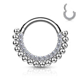 316L Surgical Steel Beaded Tribal Hinged Septum Ring Hoop Clicker