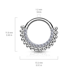 316L Surgical Steel Beaded Tribal Hinged Septum Ring Hoop Clicker
