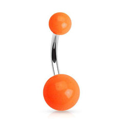 316L Surgical Steel Belly Button Navel Ring with Solid Acrylic Balls