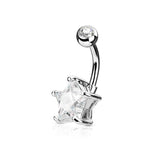 316L Surgical Steel Double Gem Star Belly Ring